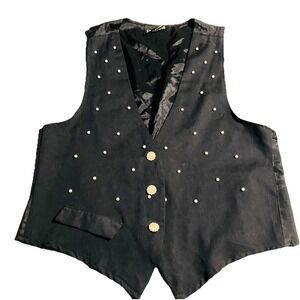 VTG Filati Women's Black Vest Outerwear with‎ Pearl Details